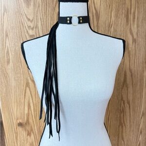 Black leather Choker/bracelet with Gold Accents